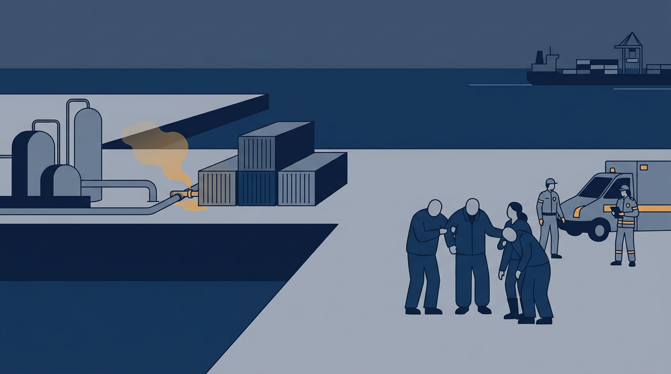 Emergency response personnel at a port facility