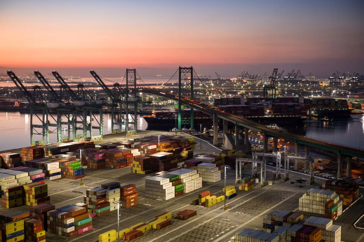 Cargo handling equipment at a port terminal