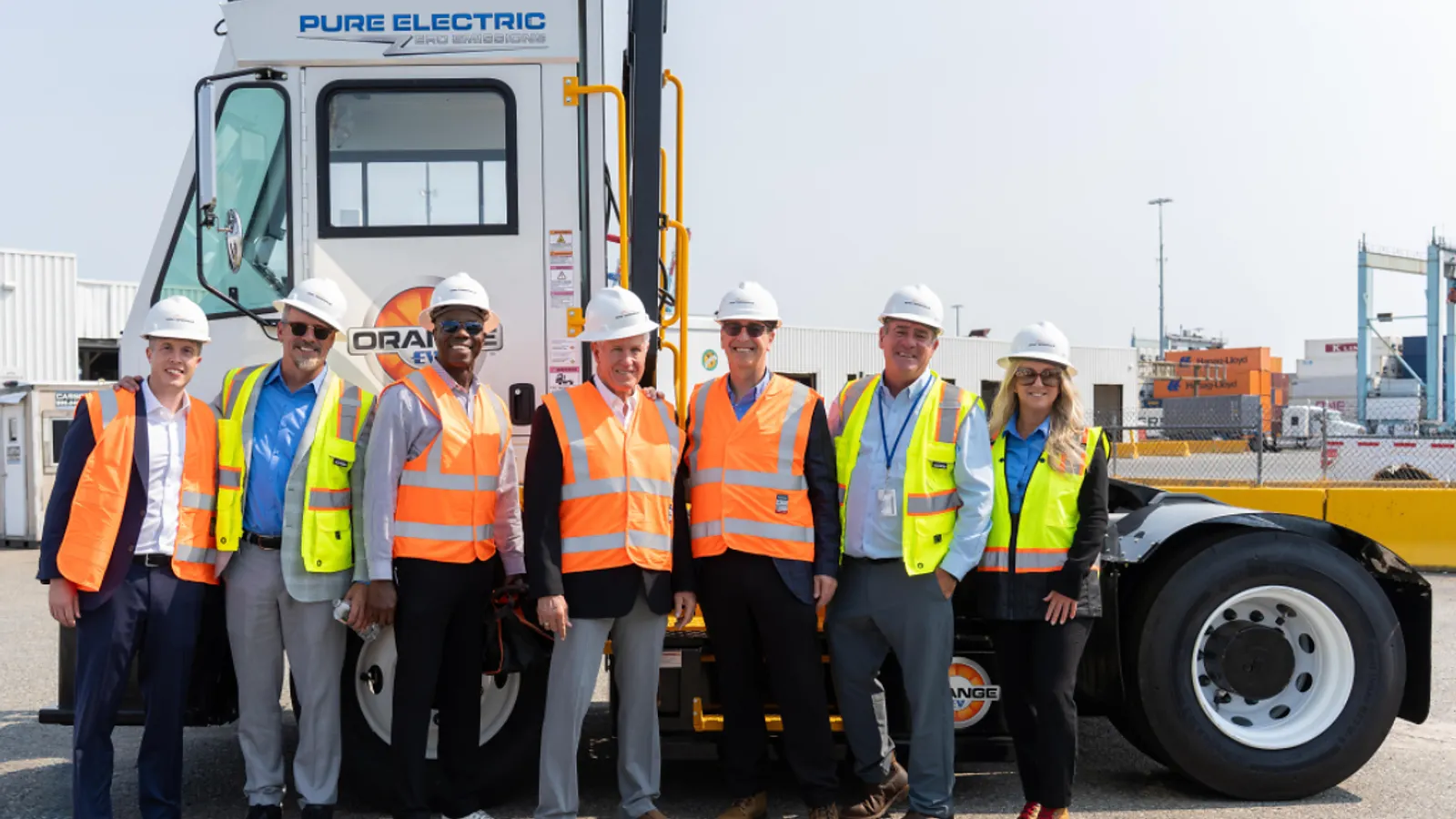 Electric yard trucks at a port terminal
