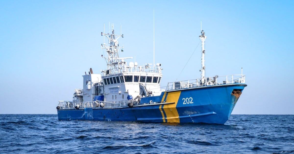 A coast guard boat on the water