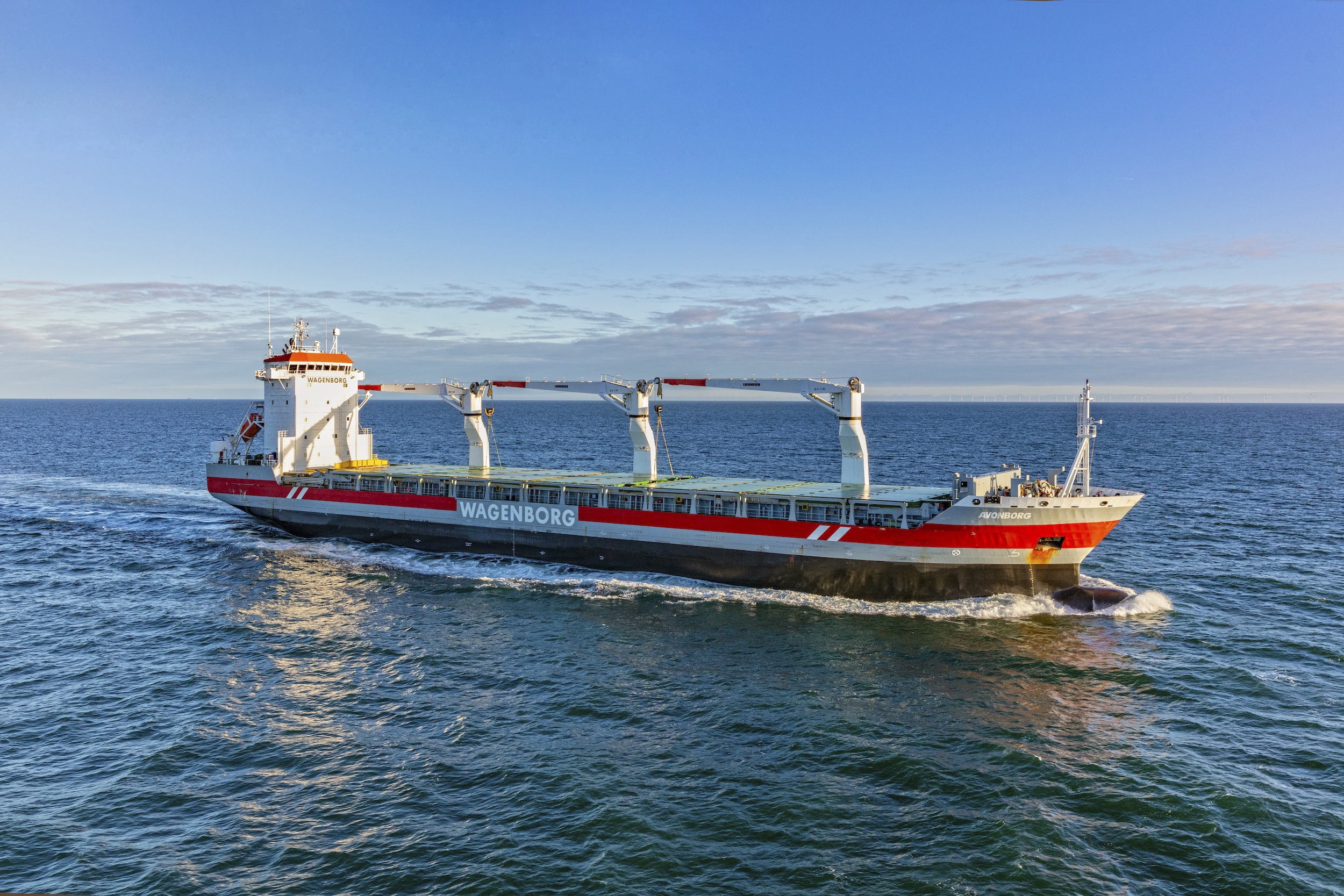 A general cargo vessel at sea, representing Royal Wagenborg's fleet.