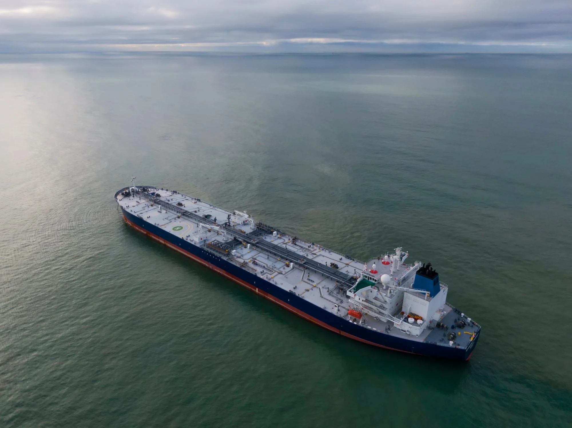 Large crude oil tanker sailing on the open sea