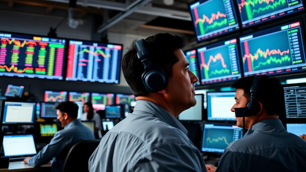 Trading desk reviewing half-year commodity performance data
